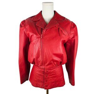 Michael Hoban North Beach Leather 80's Vintage Red Moto Jacket Sz 8